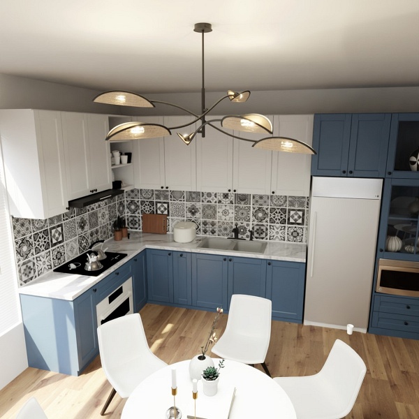 Lampa sufitowa LOTUS 6 BLACK/RATTAN