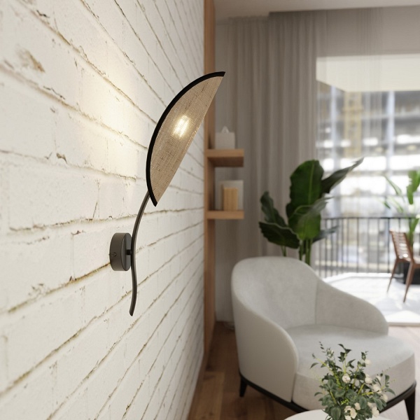 Kinkiet LOTUS K1 BLACK/RATTAN