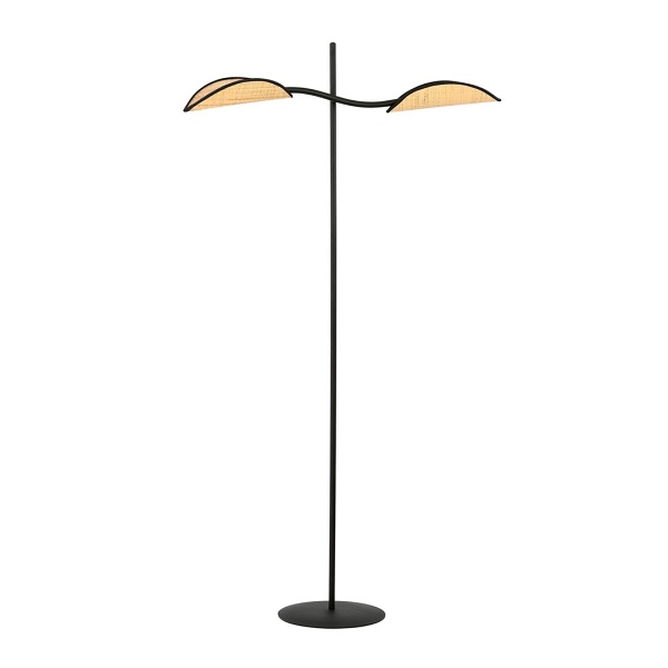 Lampa podłogowa LOTUS LP2 BLACK/RATTAN - Emibig
