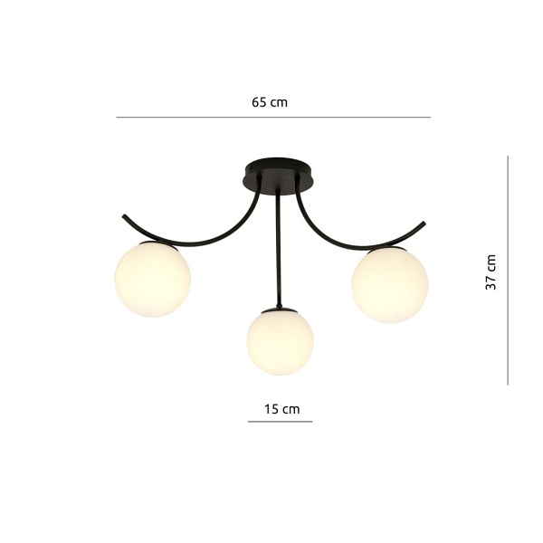 Lampa sufitowa BOSTON 3 BLACK/OPAL