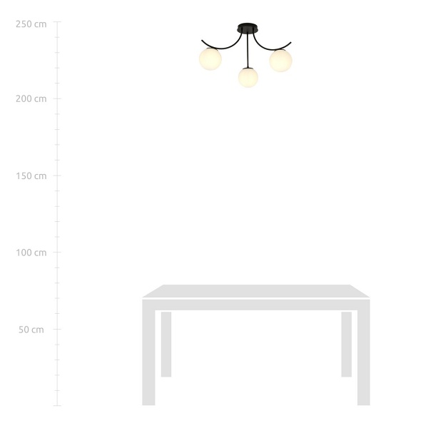 Lampa sufitowa BOSTON 3 BLACK/OPAL