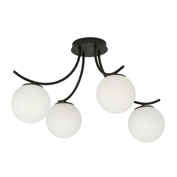 Lampa sufitowa BOSTON 4 BLACK/OPAL - Emibig