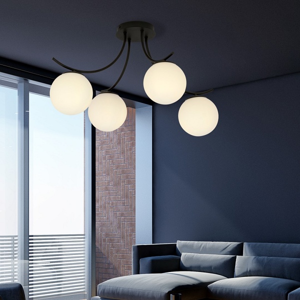 Lampa sufitowa BOSTON 4 BLACK/OPAL