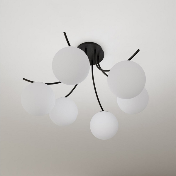 Lampa sufitowa BOSTON 6 BLACK/OPAL
