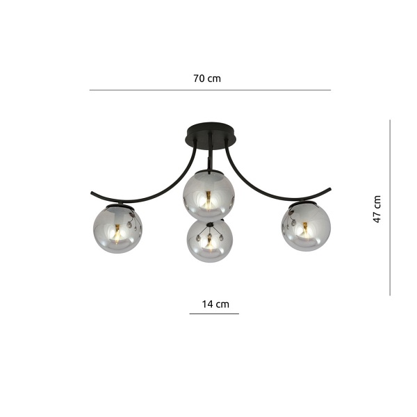 Lampa sufitowa BOSTON 4 BLACK/GRAFIT