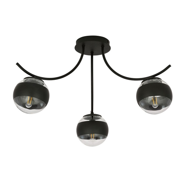 Lampa sufitowa BOSTON 3 BLACK/STRIPE - Emibig