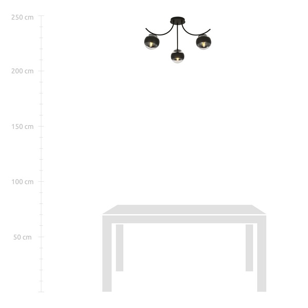 Lampa sufitowa BOSTON 3 BLACK/STRIPE