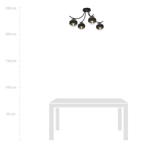 Lampa sufitowa BOSTON 4 BLACK/STRIPE