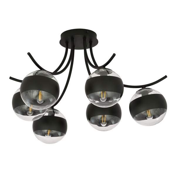 Lampa sufitowa BOSTON 6 BLACK/STRIPE - Emibig