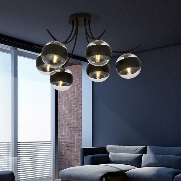 Lampa sufitowa BOSTON 6 BLACK/STRIPE