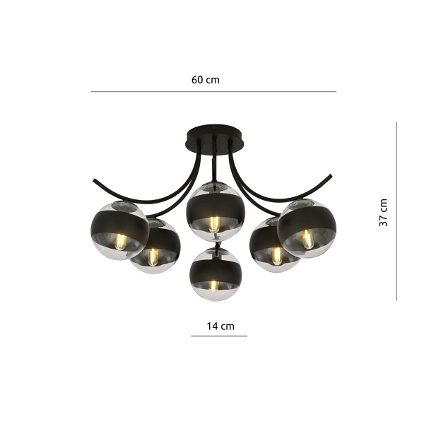 Lampa sufitowa BOSTON 6 BLACK/STRIPE