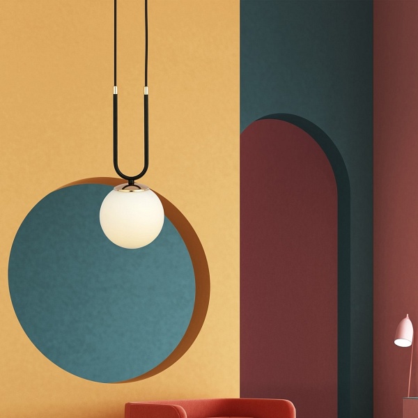 Lampa wisząca GLAM 1 BLACK/OPAL