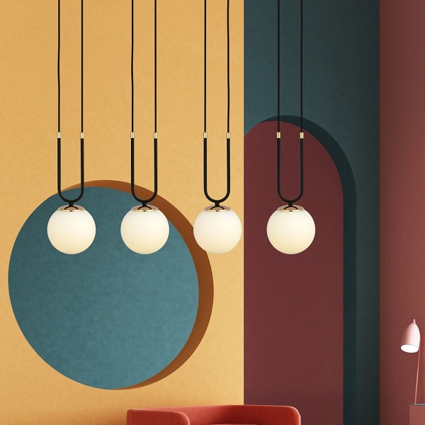 Lampa wisząca GLAM 4 BLACK/OPAL