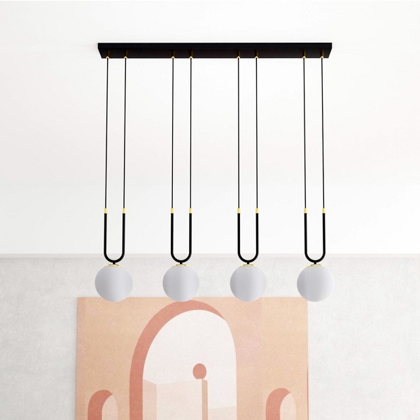 Lampa wisząca GLAM 4 BLACK/OPAL