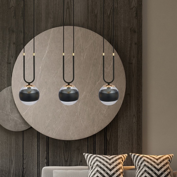 Lampa wisząca GLAM 3 BLACK/STRIPE