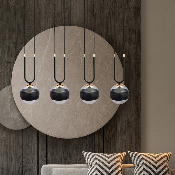 Lampa wisząca GLAM 4 BLACK/STRIPE