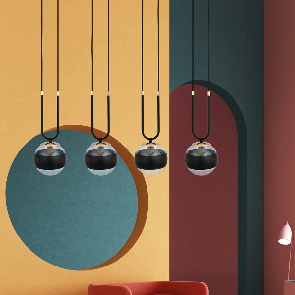 Lampa wisząca GLAM 4 BLACK/STRIPE