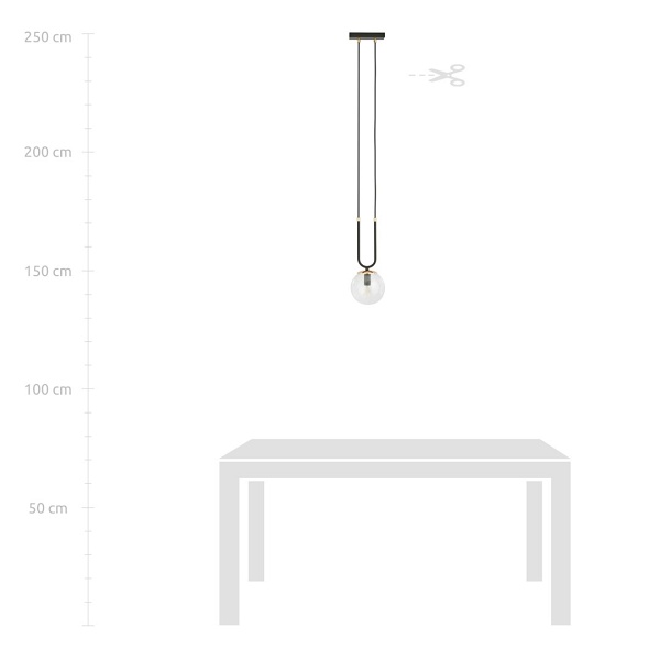 Lampa wisząca GLAM 1 BLACK/TRANSPARENT