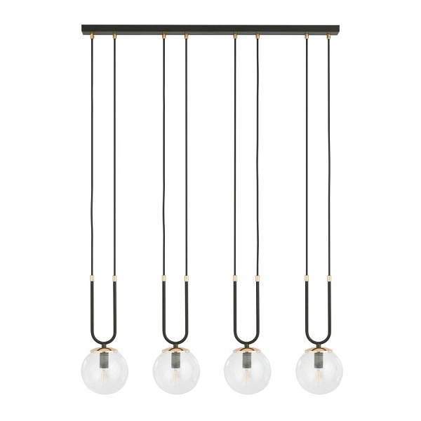 Lampa wisząca GLAM 4 BLACK/TRANSPARENT - Emibig