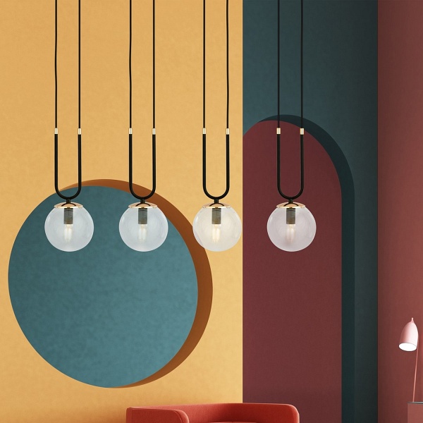 Lampa wisząca GLAM 4 BLACK/TRANSPARENT