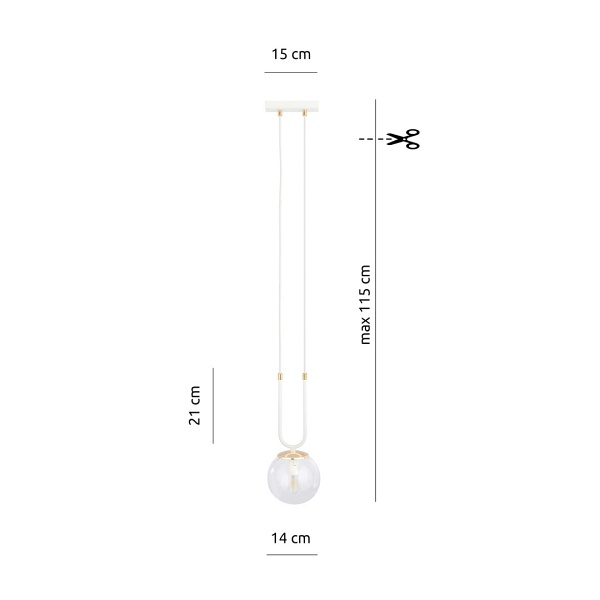 Lampa wisząca GLAM 1 WHITE/TRANSPARENT