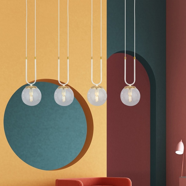 Lampa wisząca GLAM 4 WHITE/TRANSPARENT
