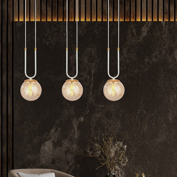 Lampa wisząca GLAM 3 WHITE/MIODOWY