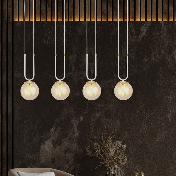 Lampa wisząca GLAM 4 WHITE/MIODOWY