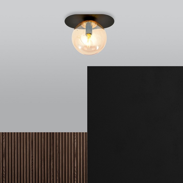 Lampa sufitowa PLAZA 1 BLACK/MIODOWY
