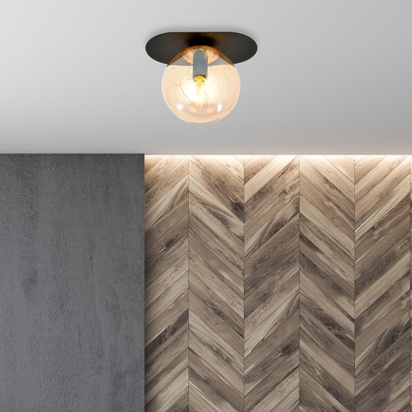 Lampa sufitowa PLAZA 1 BLACK/MIODOWY