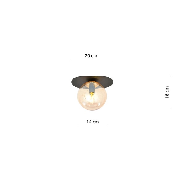 Lampa sufitowa PLAZA 1 BLACK/MIODOWY