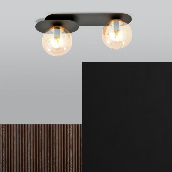 Lampa sufitowa PLAZA 2 BLACK/MIODOWY