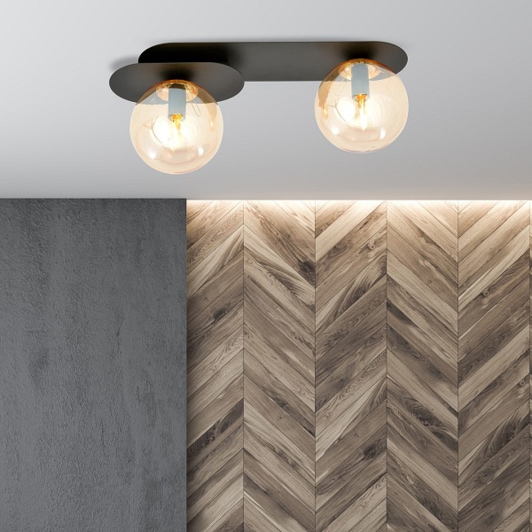 Lampa sufitowa PLAZA 2 BLACK/MIODOWY