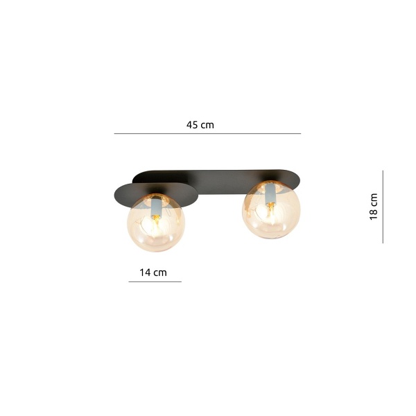 Lampa sufitowa PLAZA 2 BLACK/MIODOWY