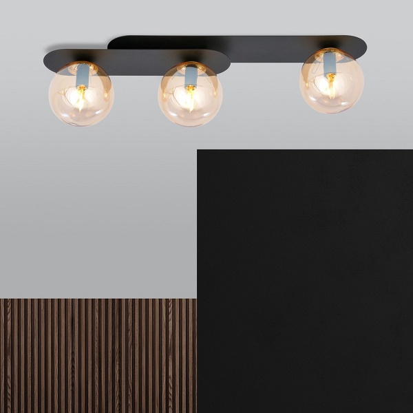Lampa sufitowa PLAZA 3 BLACK/MIODOWY