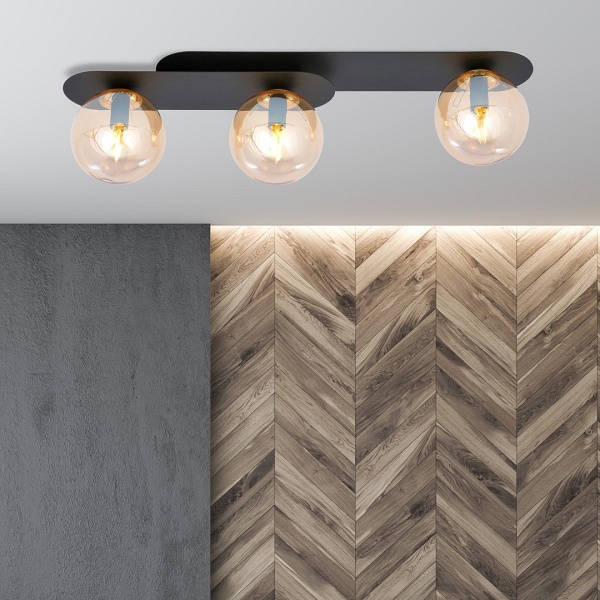Lampa sufitowa PLAZA 3 BLACK/MIODOWY