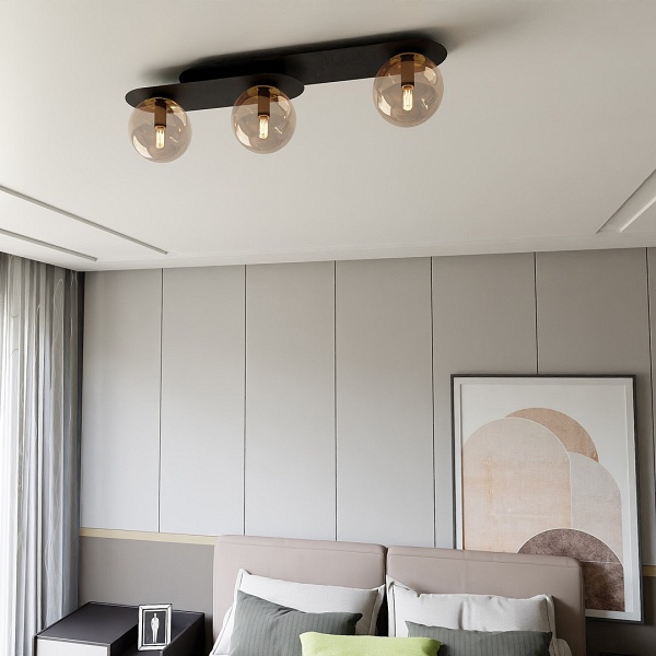 Lampa sufitowa PLAZA 3 BLACK/MIODOWY