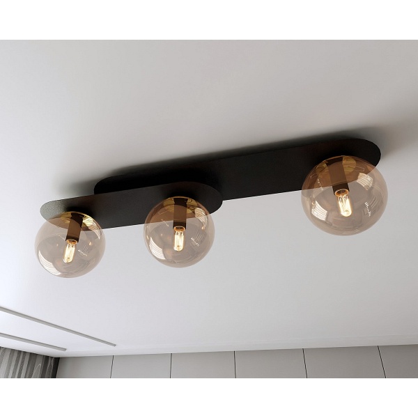 Lampa sufitowa PLAZA 3 BLACK/MIODOWY