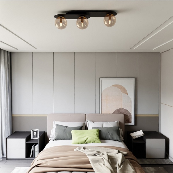 Lampa sufitowa PLAZA 3 BLACK/MIODOWY