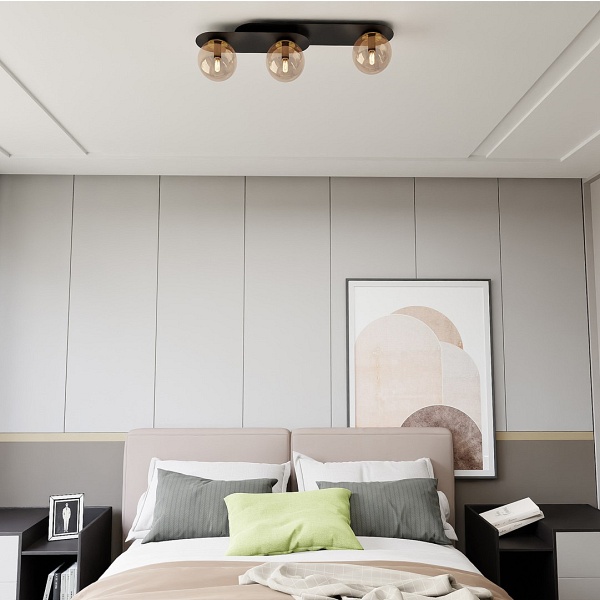 Lampa sufitowa PLAZA 3 BLACK/MIODOWY