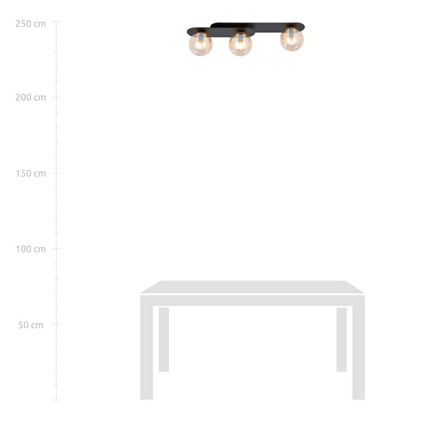 Lampa sufitowa PLAZA 3 BLACK/MIODOWY