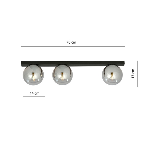 Lampa sufitowa FIT 3 BLACK/GRAFIT - Emibig