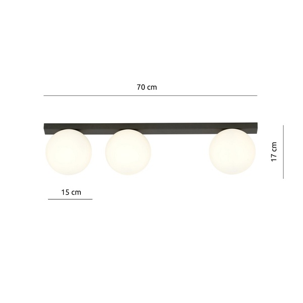 Lampa sufitowa FIT 3 BLACK/OPAL - Emibig