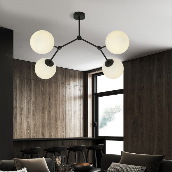 Lampa sufitowa SPACE 4 BLACK/OPAL