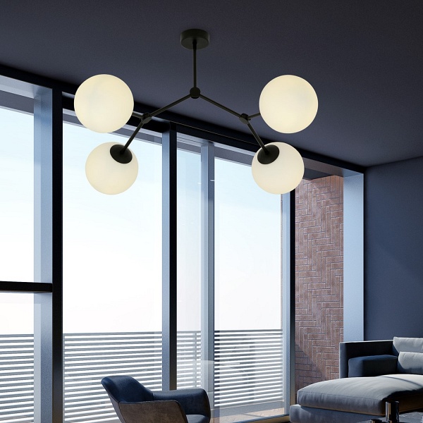 Lampa sufitowa SPACE 4 BLACK/OPAL