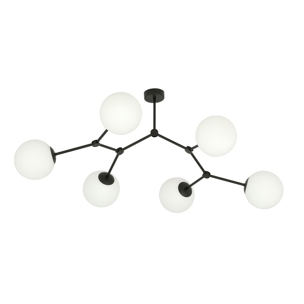 Lampa sufitowa SPACE 6 BLACK/OPAL - Emibig
