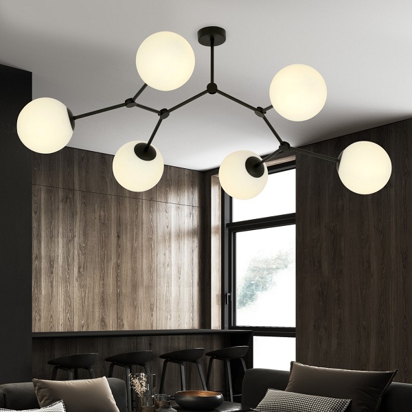 Lampa sufitowa SPACE 6 BLACK/OPAL