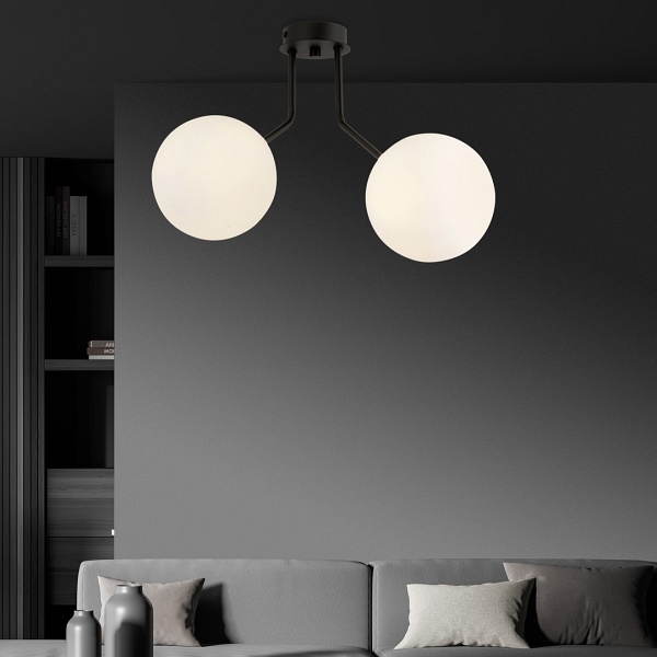 Lampa sufitowa NOVA 2 BLACK/OPAL
