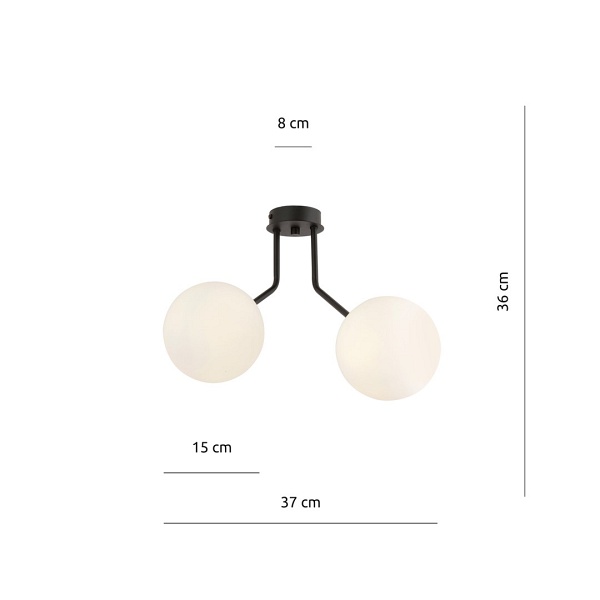 Lampa sufitowa NOVA 2 BLACK/OPAL