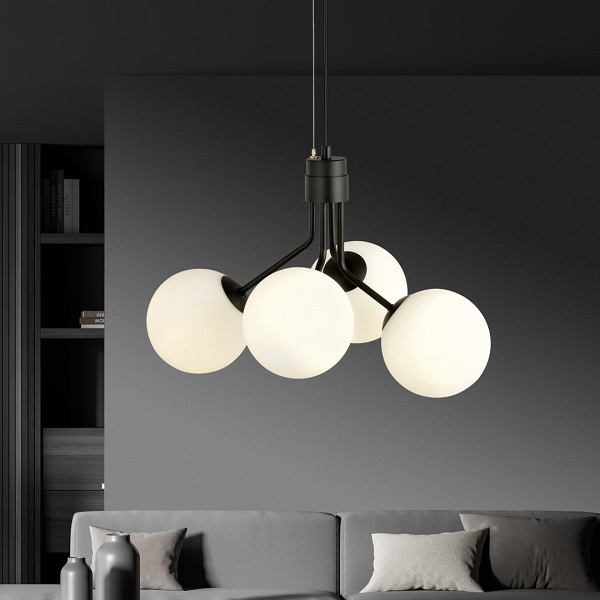 Lampa wisząca NOVA 4 BLACK/OPAL